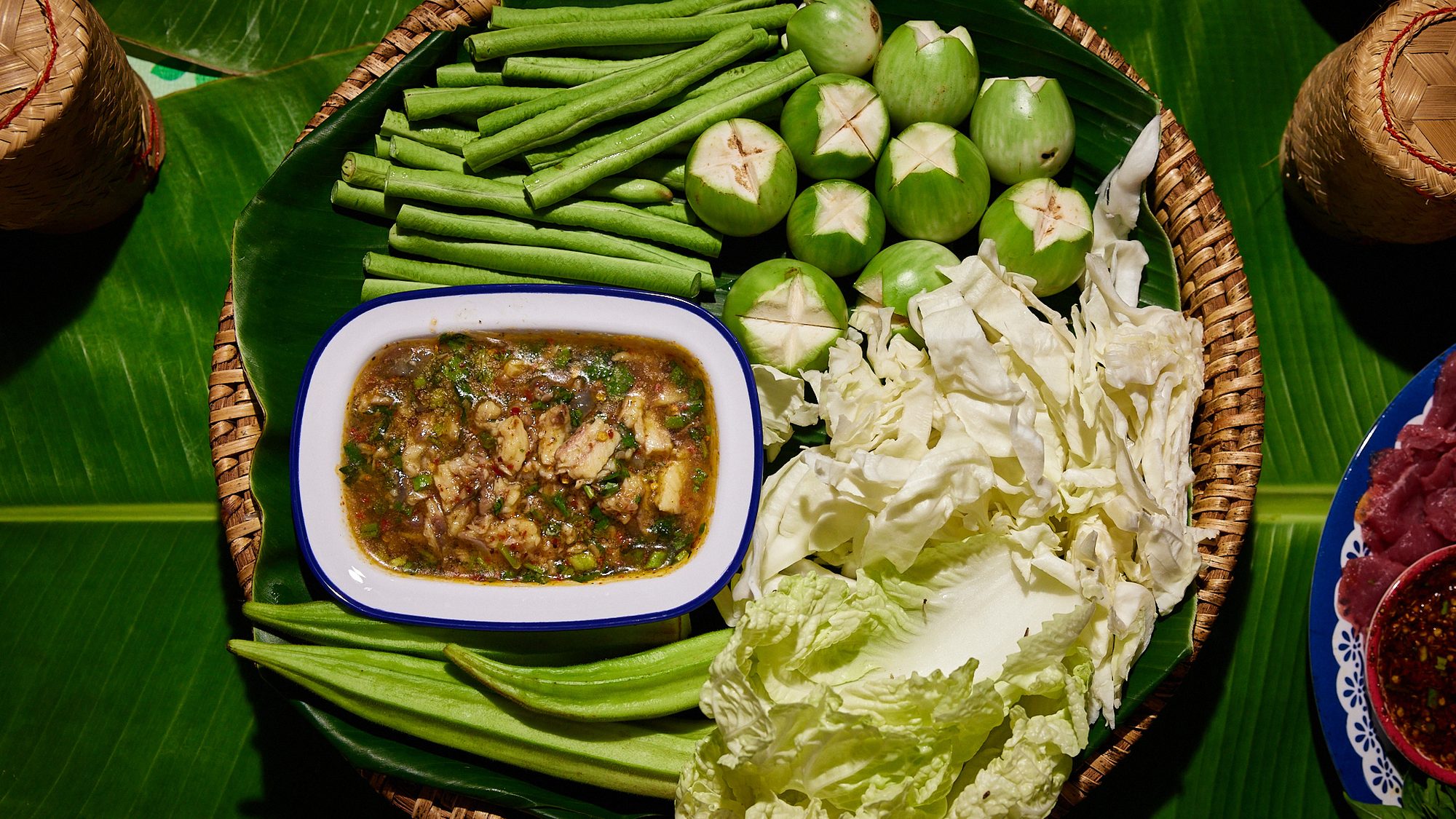 Larb with garden vegetables